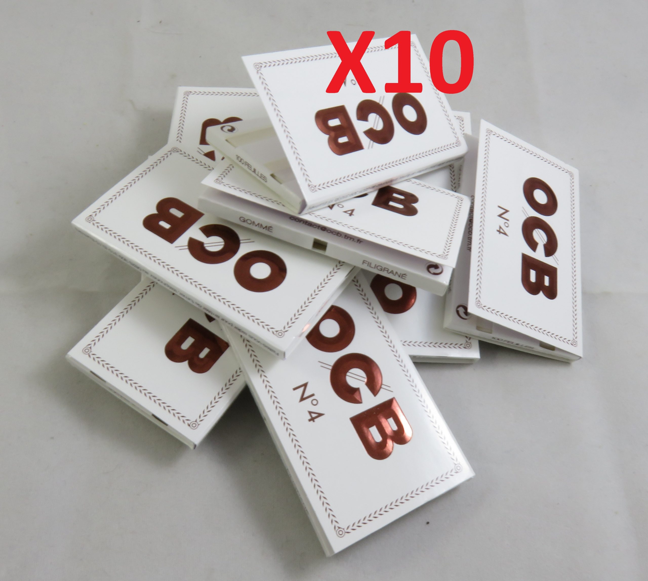 Lot de 10 Carnets de Petite Feuille à rouler OCB © N°4 Regular Blanc