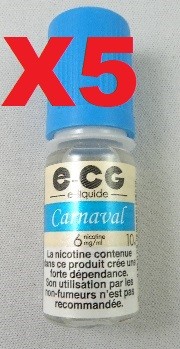 Boite 5 flacon E-liquide e-CG Signature Carnaval 6 mg