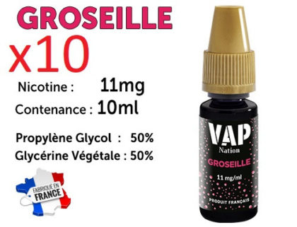 E-liquide Vap Nation groseille 11mg/ml de nicotine