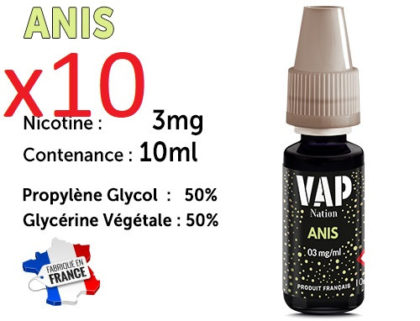 E-liquide VAP NATION anis 3 mg/ml de nicotine