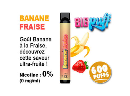 E-cig jetable BIG PUFF banane fraise 0 de nicotine