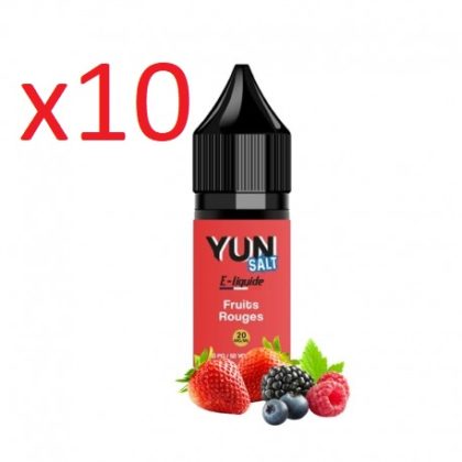 10 flacons, E-liquide YUN Salt Fruits rouges  10mL,10mg/ml, 50/50.