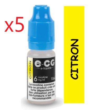 5 flacons Ecg initiale citron 06mg/ml nicotine.