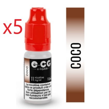 5 flacons Ecg initiale coco 11 mg/ml de nicotine