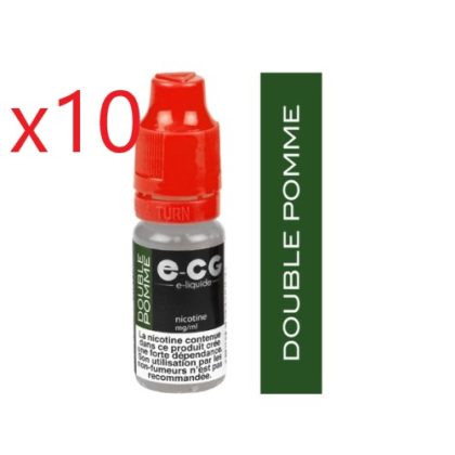 10 flacons Ecg initiale double pomme 00mg/ml de nicotine